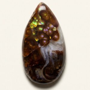 14 ct Teardrop Fire Agate Cabochon — Purple & Green Botryoidal Flash