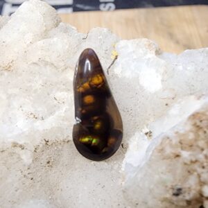 3.5 Teardrop Transparent Fire Agate Cabochon