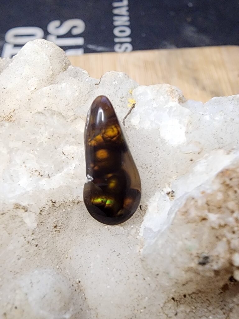 3.5 Teardrop Transparent Fire Agate Cabochon