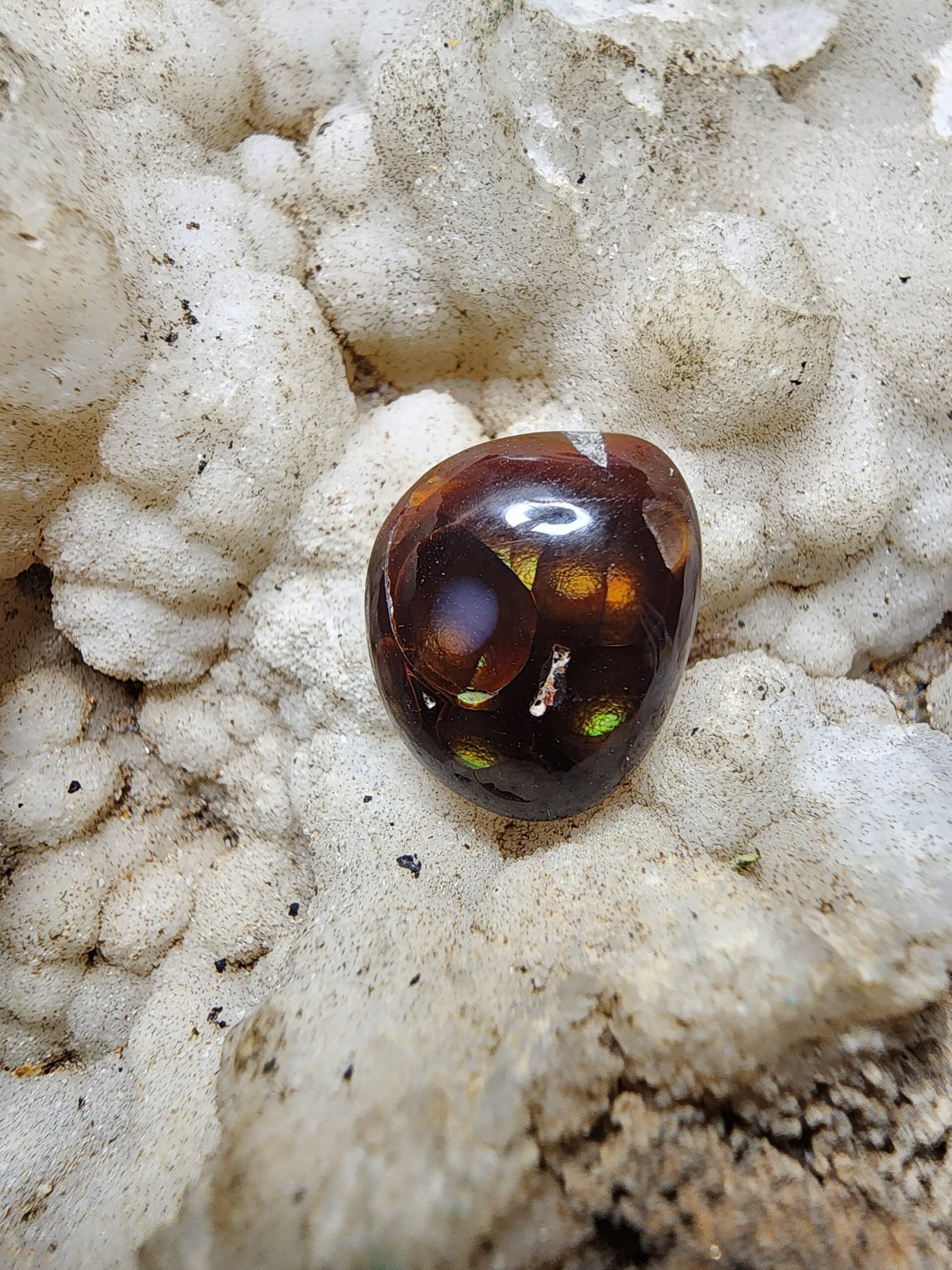 Natural Fire Agate Cabochon | 6.7ct Multi-Cell Fire | Mused Mineral