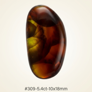 Freeform amber fire agate cabochon with feathered internal fire, 5.4 carats